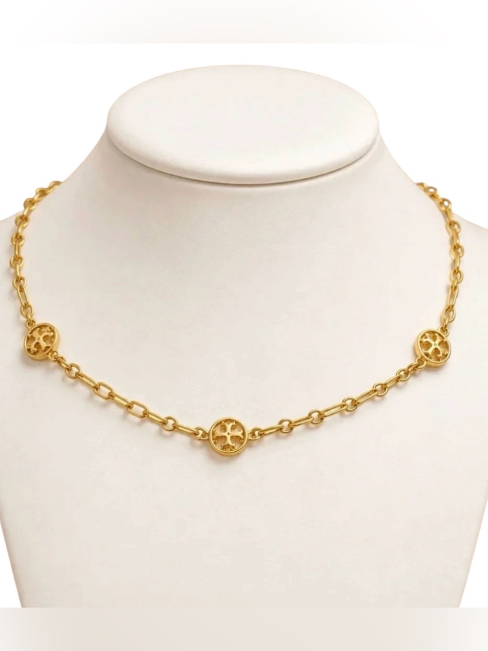 Tory Burch Gold Link Necklace with Signature Medallions